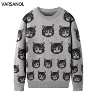 varsanol cartoon cat mens sweaters clothing winter warm knitted sweater men casual pullovers cotton men clothes long sleeve 2020