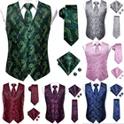 Привет-галстук зеленые с Пейсли Розовый Шелковый Свадебный Формальный Пиджак темно-синий жаккардовый мужской костюм жилет мужской жилет платье жилет набор для мужчин