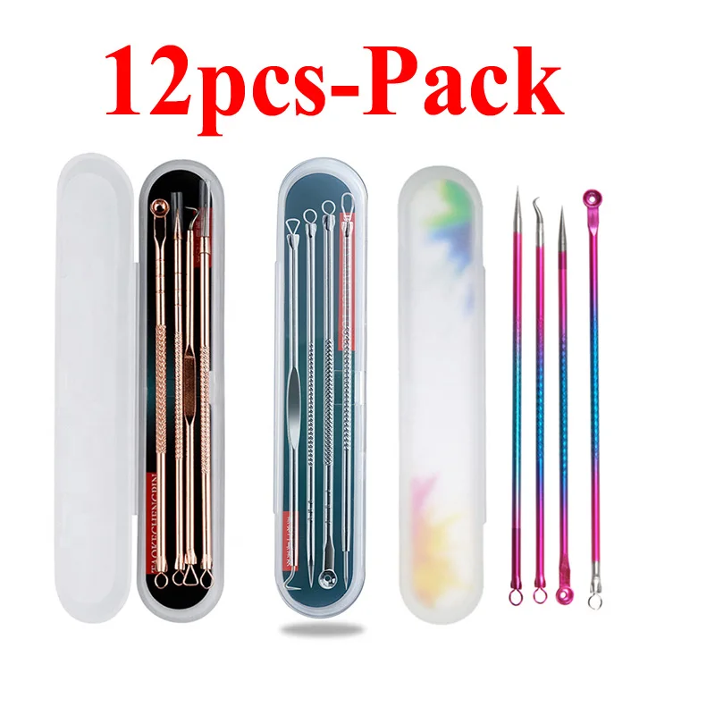 

4-12pcs Acne Remover Needles Blackhead Removal Pimple Comedone Extractor Set Blemish Zit Face Skin Care Cleaner Removal Tools