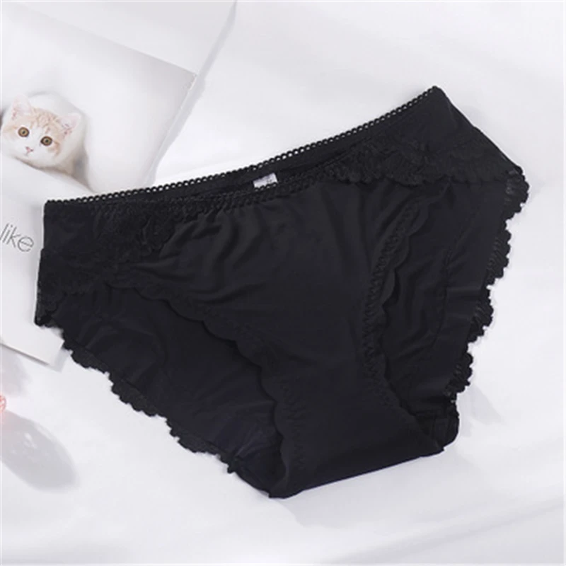 

Leechee 2021 New Womens Simple Cotton Underwear Lace Ultra-Thin Panties Breathable Lingerie Mid Waist Seamless Briefs Intimates