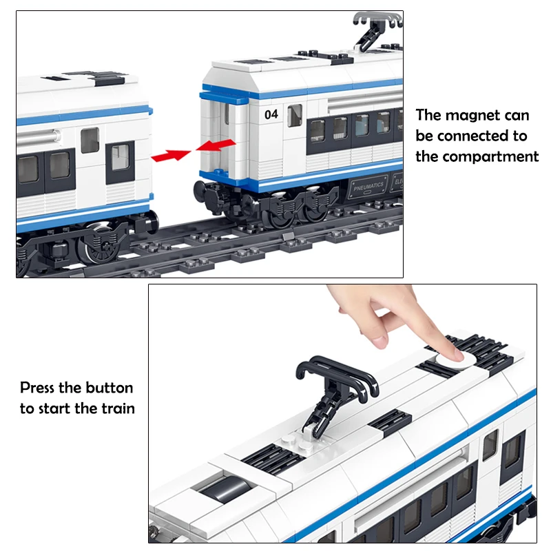 Bloques de construcci&oacute;n de tren el&eacute;ctrico de alta velocidad para ni&ntilde;os, juguete t&eacute;cnico de tren de alta velocidad, con control remoto/no RC, para regalo de cumplea&ntilde;os-3