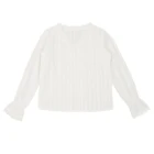 Детская блузка с V-образным вырезом для девочек, рубашка с длинными рукавами и оборками на манжетах, весенне-осенняя хлопковая Кружевная футболка, топы, детская одежда для девочек