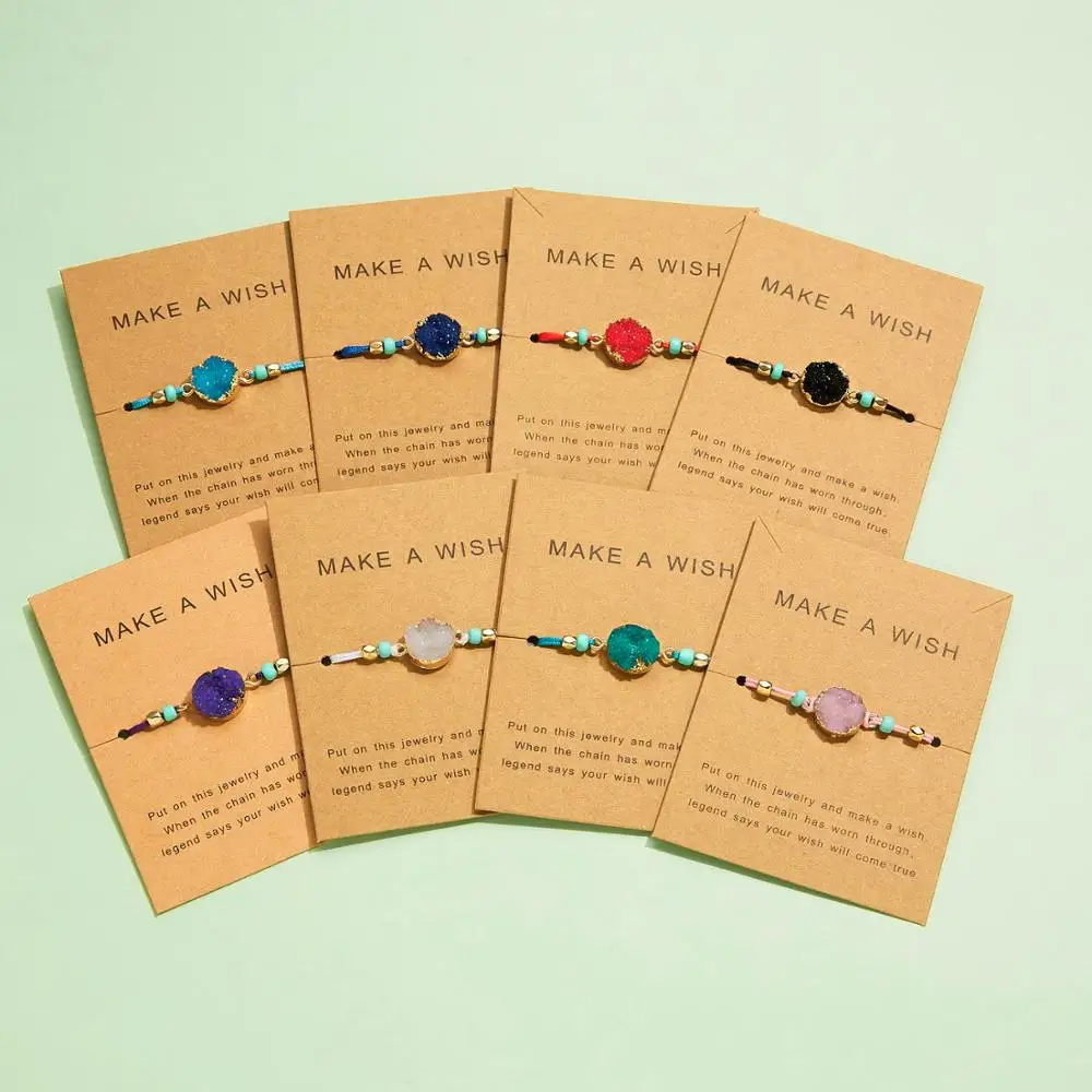 

7 Colors Ethnic Resin Crystal Stone Bead Bracelet for Men Women Red Blue Black String Braided Couple Bracelets Charm Jewelry