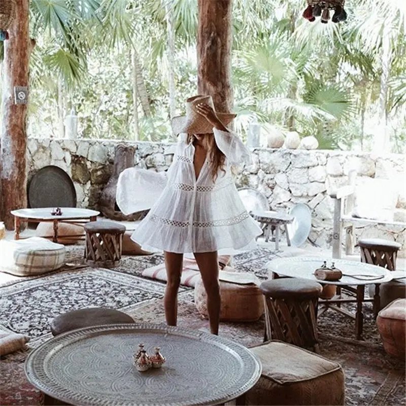 Сексуальное открытое мини платье с отложным воротником и пуговицами спереди