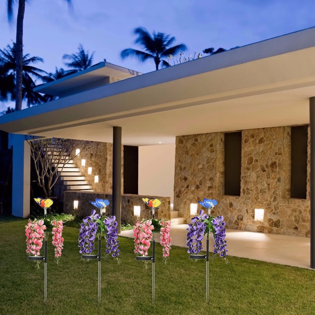 

LED Yard Lawn Night Light Flower Landscape Lamp Solar Power Outdoor Solar Bean Artificial LED Waterproof Easy Installation