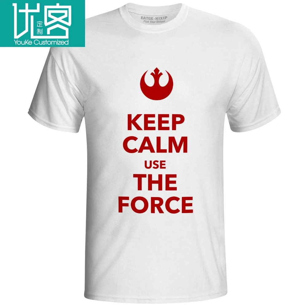 Keep Calm Join The Dark Side T Shirt Parody Starwars Poster Funny Print T-shirt Pop Brand Rock Unisex White Gray Cotton Tee | Мужская