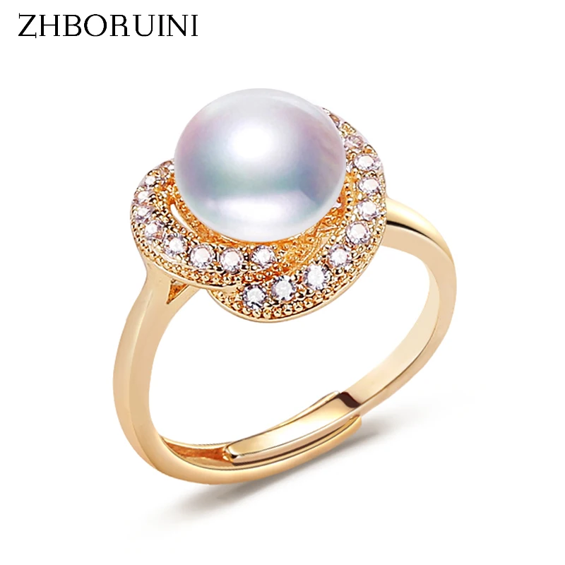 

ZHBORUINI 2021 New Pearl Ring 14K Gold Filled AAAA Zircon 100% Real Natural Pearl Engagement Ring Female Wedding Jewelry Gift