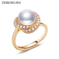 zhboruini 2021 new pearl ring 14k gold filled aaaa zircon 100 real natural pearl engagement ring female wedding jewelry gift