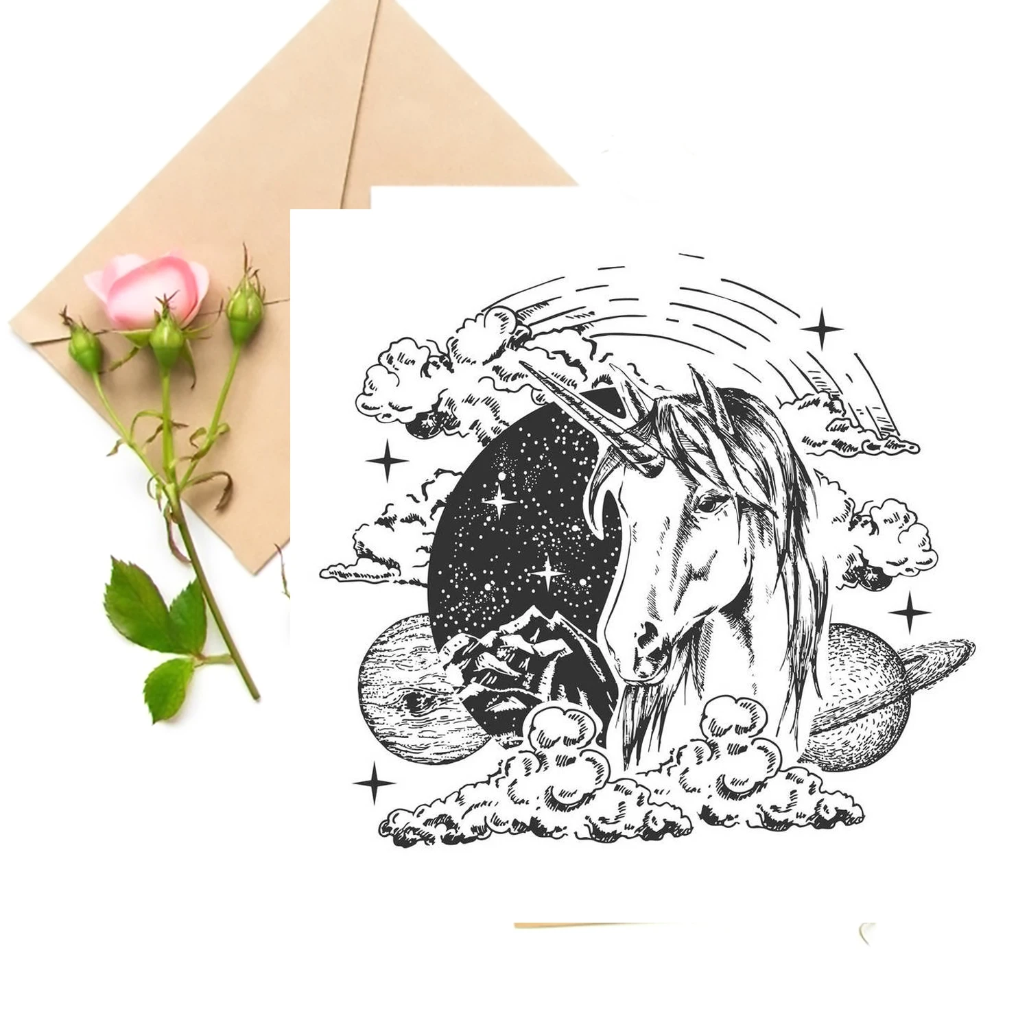 

Unicorn Star Clear Stamps For DIY Scrapbooking Card Making Silicone Stamps Fun Decoration Supplies