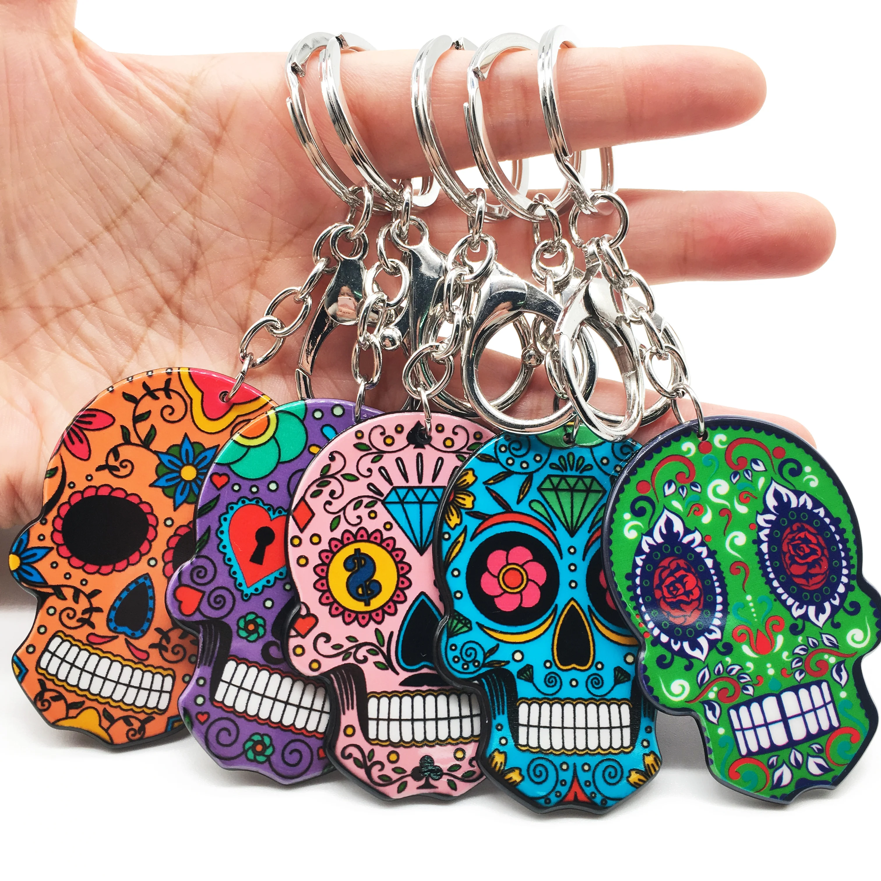 Брелок с черепом Calavera мексиканский милый сладкий сахар череп большой Омар брелок для ключей Хэллоуин акриловые бусины в форме черепа брелок сумка Подвески