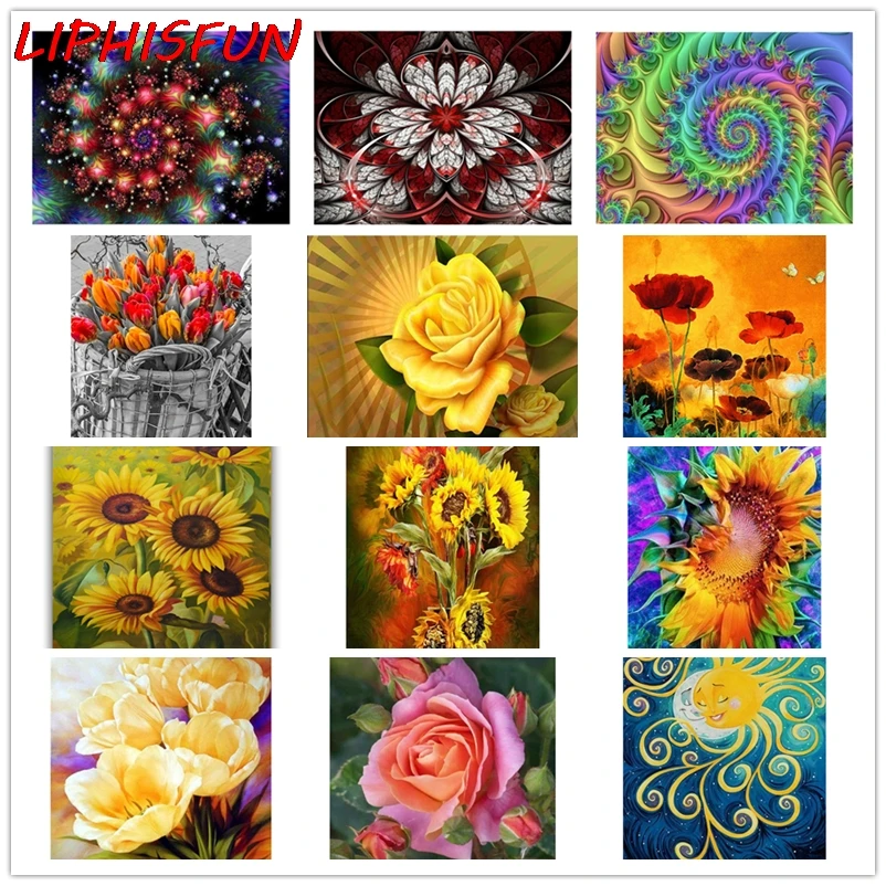 Алмазная вышивка 5D &quotсделай сам&quot квадратные/круглые стразы разноцветные цветы