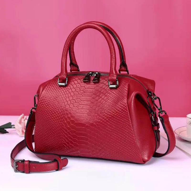 Новинка 2020 женская сумочка из воловьей кожи с крокодиловым узором сумка на плечо