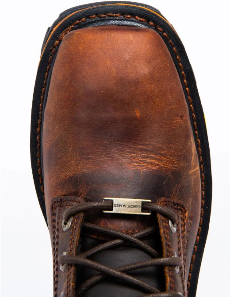 

Men's Handmade PU Brown Round Head Lace-up High-top Low-heel Non-slip Comfortable and Fashionable Casual Short Boots ZQ0022