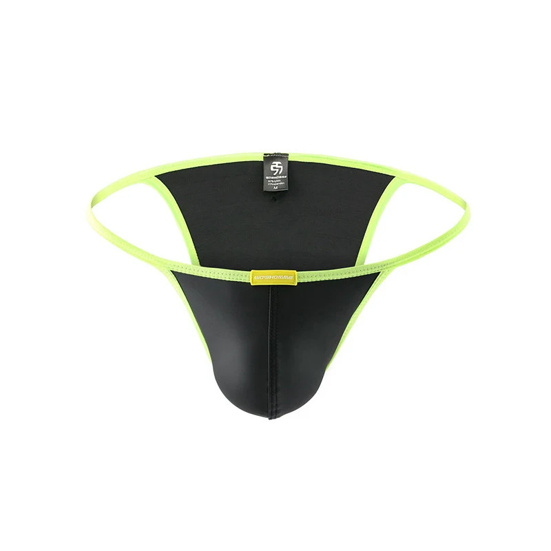 

AIIOU Sexy Men's Briefs Underwear Soft Breathable Briefs Low Waist Sexy Leather PU Underwear Men Underpants Homer Male Panties