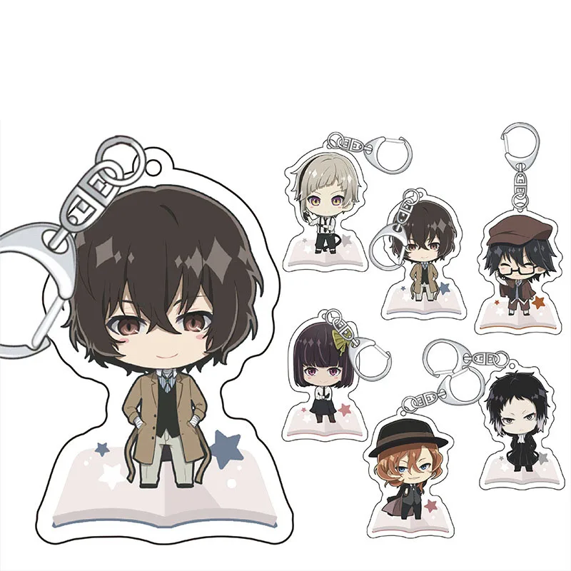

1 Pcs Kawaii Anime Bungou Stray Dogs Cosplay Keychains Dazai Osamu Nakahara Chuya Acrylic Pendant Keyrings Figure Toys Gifts