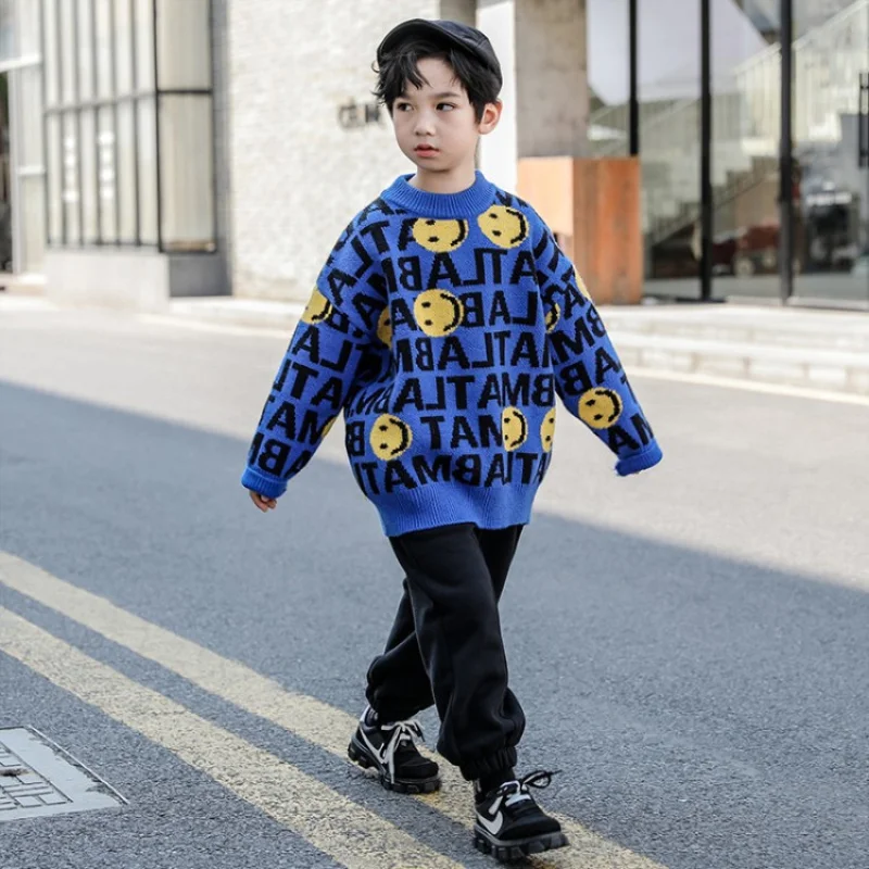 

Cool Knitting Spring Autumn Winter Sweater Baby Boys Kids Children's Warm Plus Velvet Thicken Top High Quality