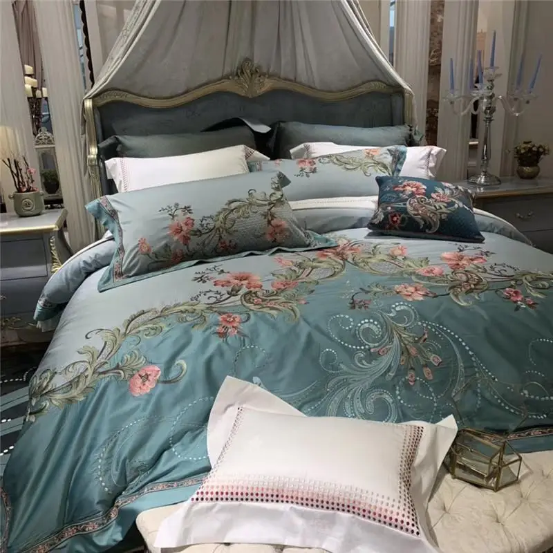 Роскошный зеленый сатиновый Комплект постельного белья 1000TC из египетского