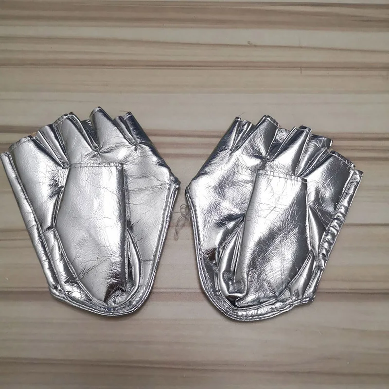 C61 Bright Silver Модные сексуальные женские кожаные перчатки для танцев на шесте в ночном клубе, Женские Перчатки для фитнеса в готическом стиле, панк-рок, L63 - Цвет: C61 Bright Silver