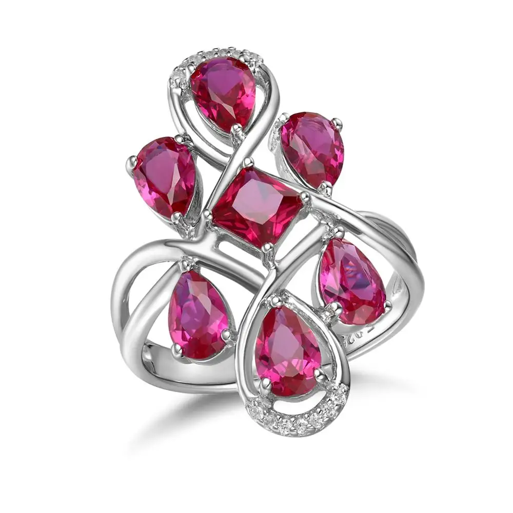 

GZ ZONGFA Latest Fashion Graceful Red Gemstone 925 Sterling Silver Minimalist Wedding Rings Jewelry Women