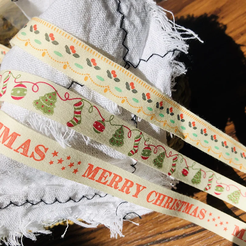 100 ярдов напечатанные хлопковые ленты Merry Christmas 15 мм DIY швейная подарочная упаковка хлопчатобумажная лента Новогодняя лента