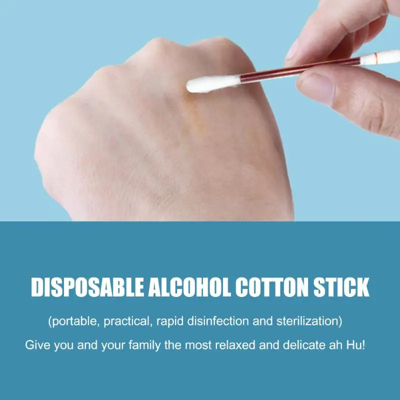 

50/100pcs Wound Cleansing Treatment Medical Alcohol Cotton Swab Disinfected Cotton Swabs Antibacterial First Aid Kit