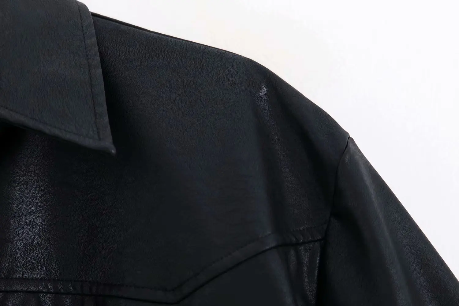 Imitation leather Jacket Belt Single Breasted Slim Long Jacket Women Streetwear Black Button Coat Windbreaker