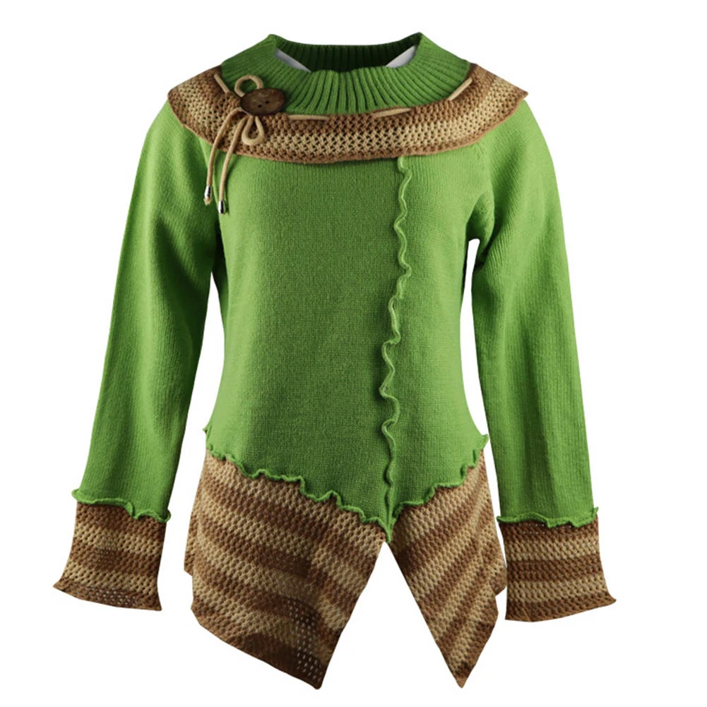 

Autumn winter Women sweaters Chic Vintage Color Block Lacework Side Slit Stitching Slim Knitted Sweater Pullovers Plus Size