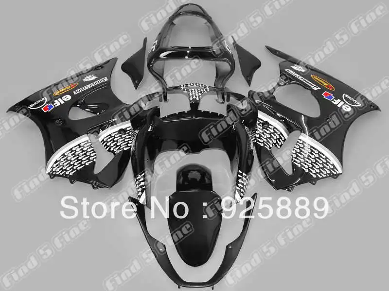 

gloss black white for KAWASAKI NINJA ZZR600 05 06 ZZR 600 05-06 2005 2006 2005-2006 ABS fairing kit