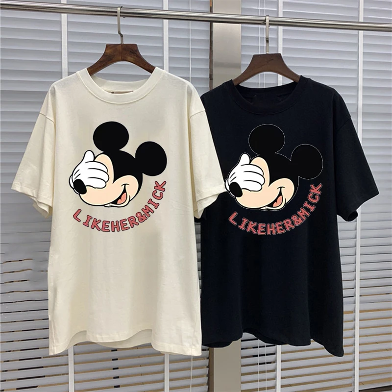 Disney Mickey Mouse T Shirt Women Cartoon Tee Shirt Basic Casual O-neck Harajuku Summer Top Korean Hipster White Tshirt Dropship