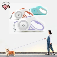 3m5m new luminous automatic dog leash retractable led flashlight nylon cat lead extending dog leash roulette dogs supplies