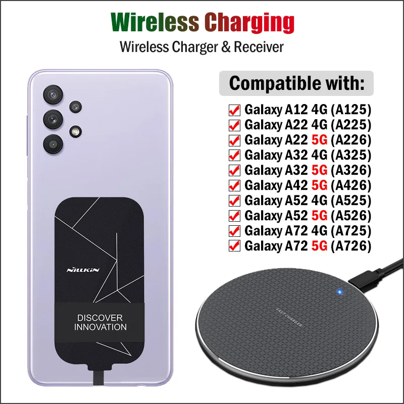 qi wireless charging adapter for samsung galaxy a12 a22 a32 a42 a52 a72 4g 5g wireless chargerusb type c receiver free global shipping