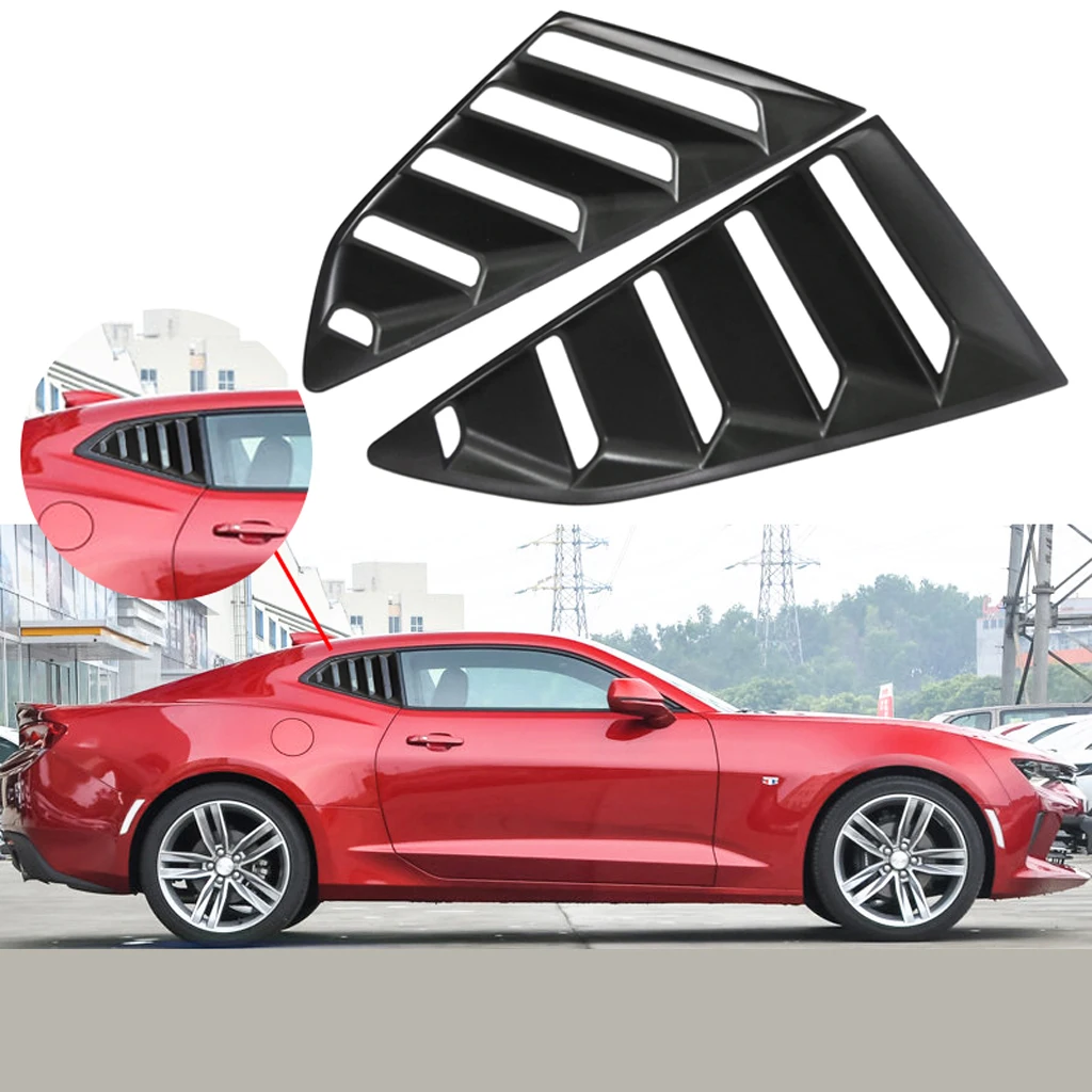 2x1/4 Bright Black Side Window Louvers Scoop Cover Vent For Chevrolet Camaro