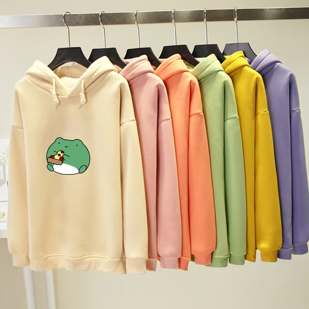 

Frog Printed Hoodies Sweatshirt Womens Tops Clothes Sudadera Mujer Women Warm Hoodie Cute Hip Hop Kawaii Harajuku Oversized