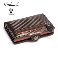 taihaole multifunction card holder wallets pu leather rfid credit card holders aluminum alloy business id bank card protector
