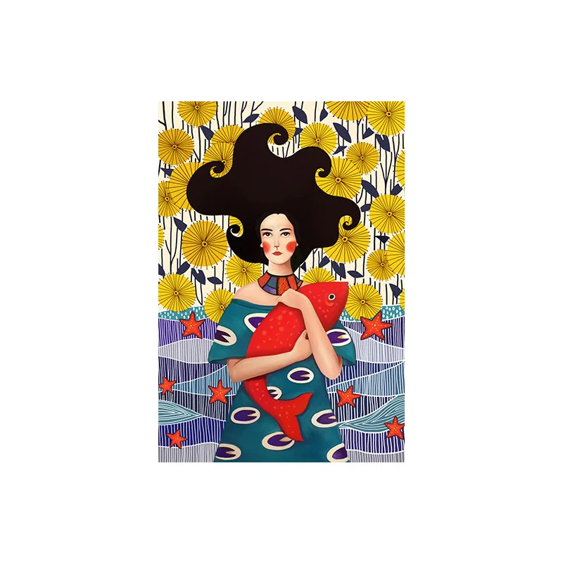Modern Women With Long Hair Poster Painting Printed Unframed Canvas Cuadros Wall Home Decor For Bedroom Office Pictures | Дом и сад