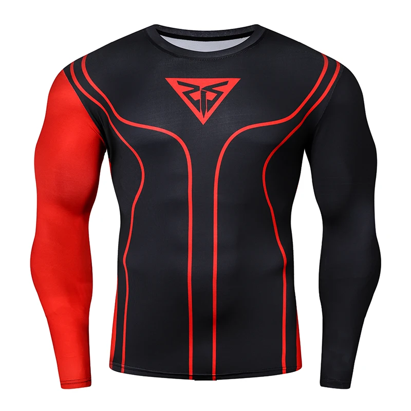 Мужские футболки для бега быстросохнущая компрессионная Спортивная футболка