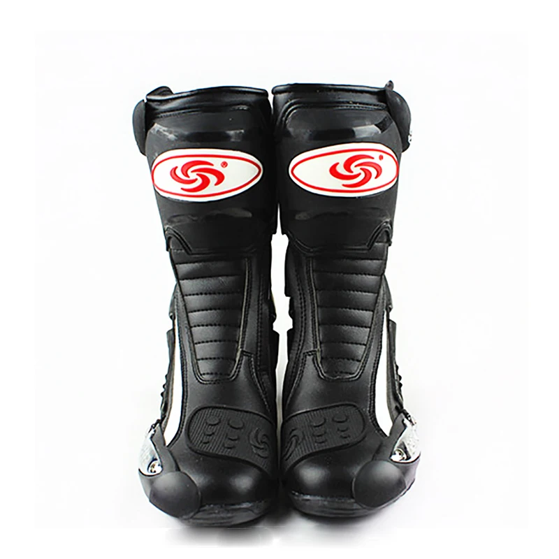 Мужские кожаные мотоциклетные ботинки из микрофибры|Мотоциклетные сапоги| |