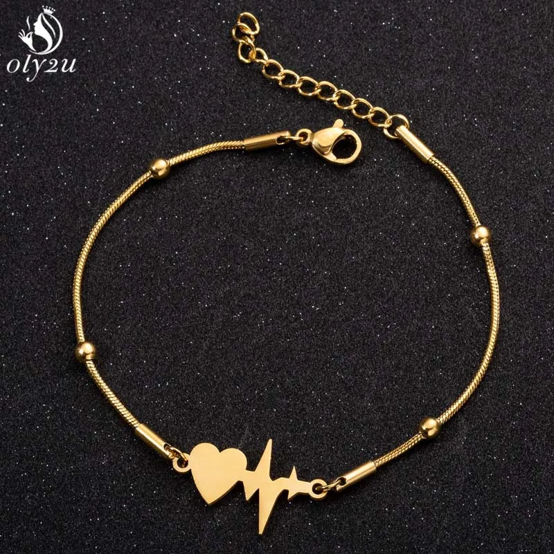 Poly2u змея из Нержавеющей Стали Цепочка медицинский браслет с сердцебиением для