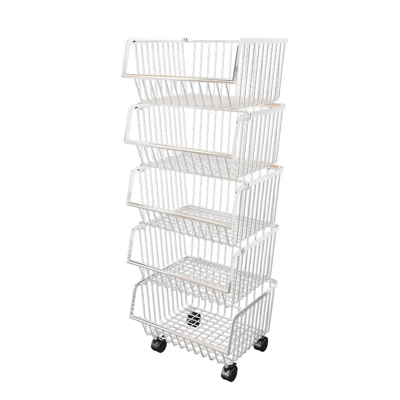 Бытовая многоярусная напольная корзина для хранения фруктов и овощей подвижная