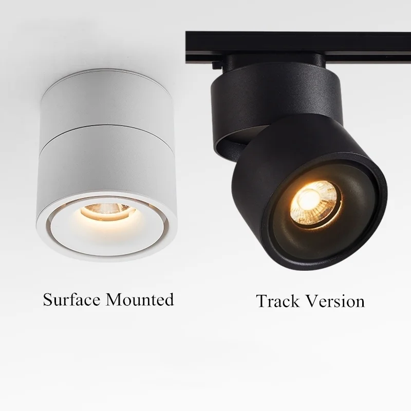 

Folding Surface Mounted Led Downlight Track LED spotlight Commercial LED Ceiling Spotlight Hole Free Track Light Aluminum Ra90