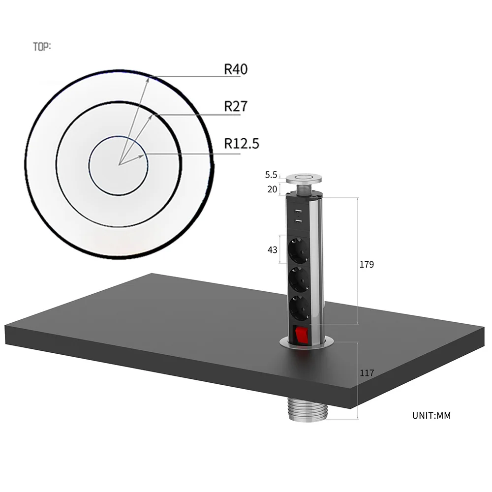 Настольные выдвижные розетки Германия сетевой фильтр Настольная Скрытая вилка