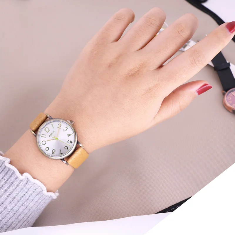 Часы Julius женские кварцевые в японском стиле модные ретро часы унисекс с кожаным