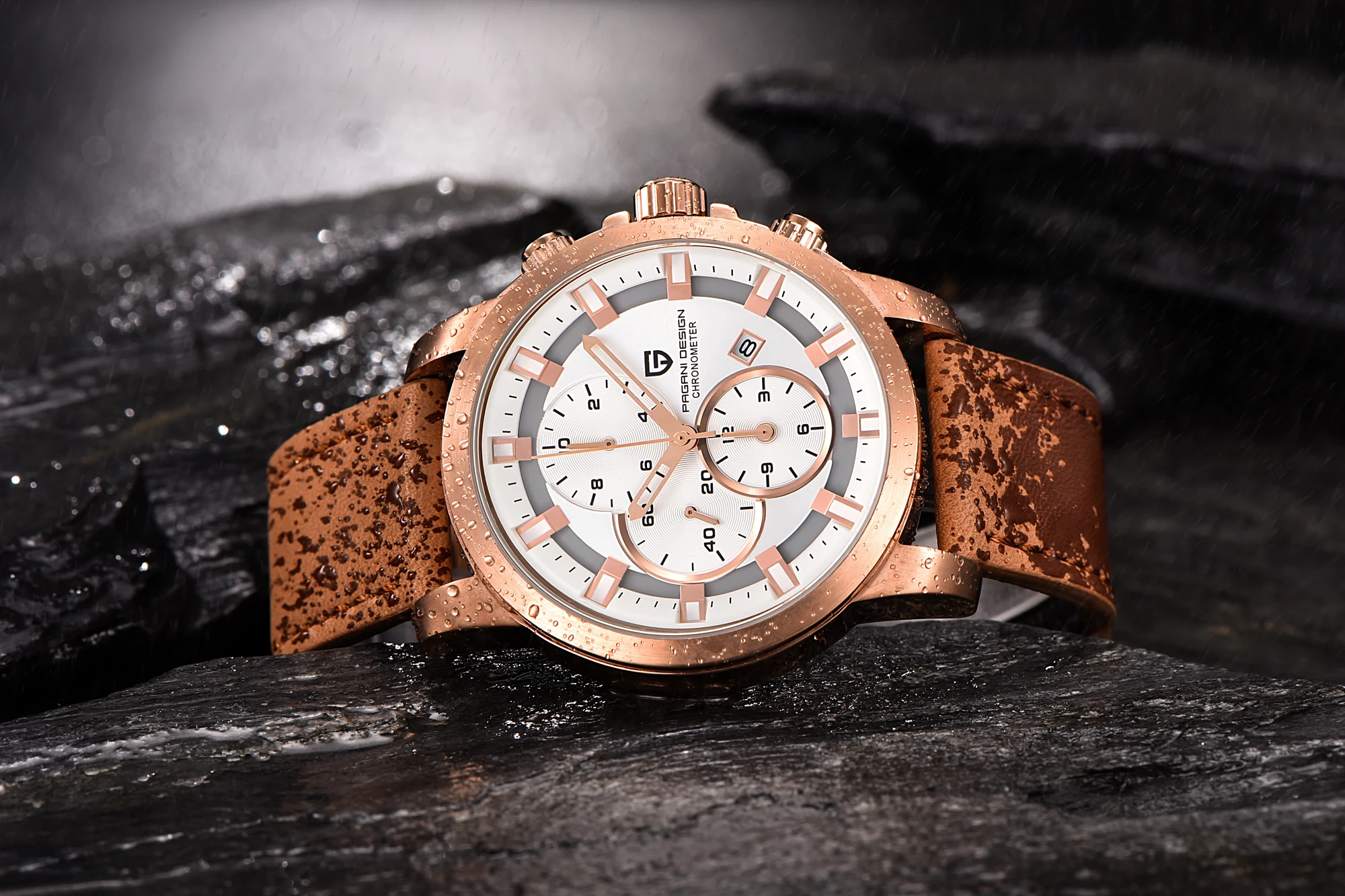 PAGANI Дизайн Топ кварцевые мужские часы календарь хронограф Позолоченные