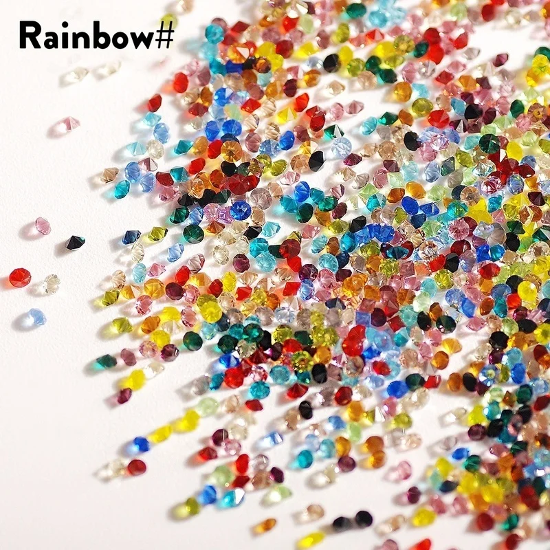 Rainbow 1440 шт./пакет мульти-Размеры Стекло ногтей Стразы для украшения для ногтей Кристаллы перегородка смешанные Размеры стразы комплект - Цвет: Rainbow