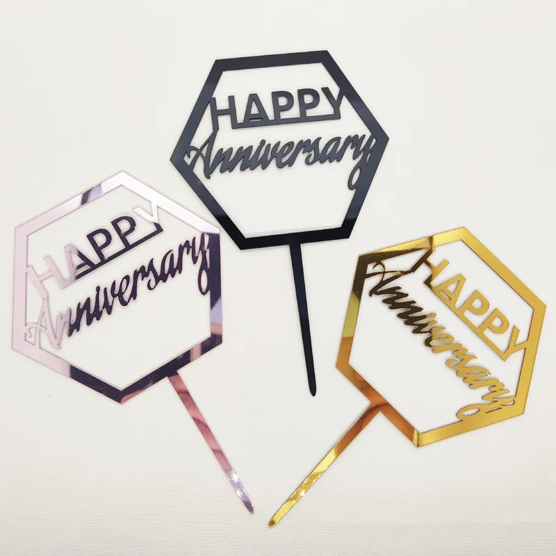 Топпер для торта акриловый золотистый серебристый с юбилеем подарок на день