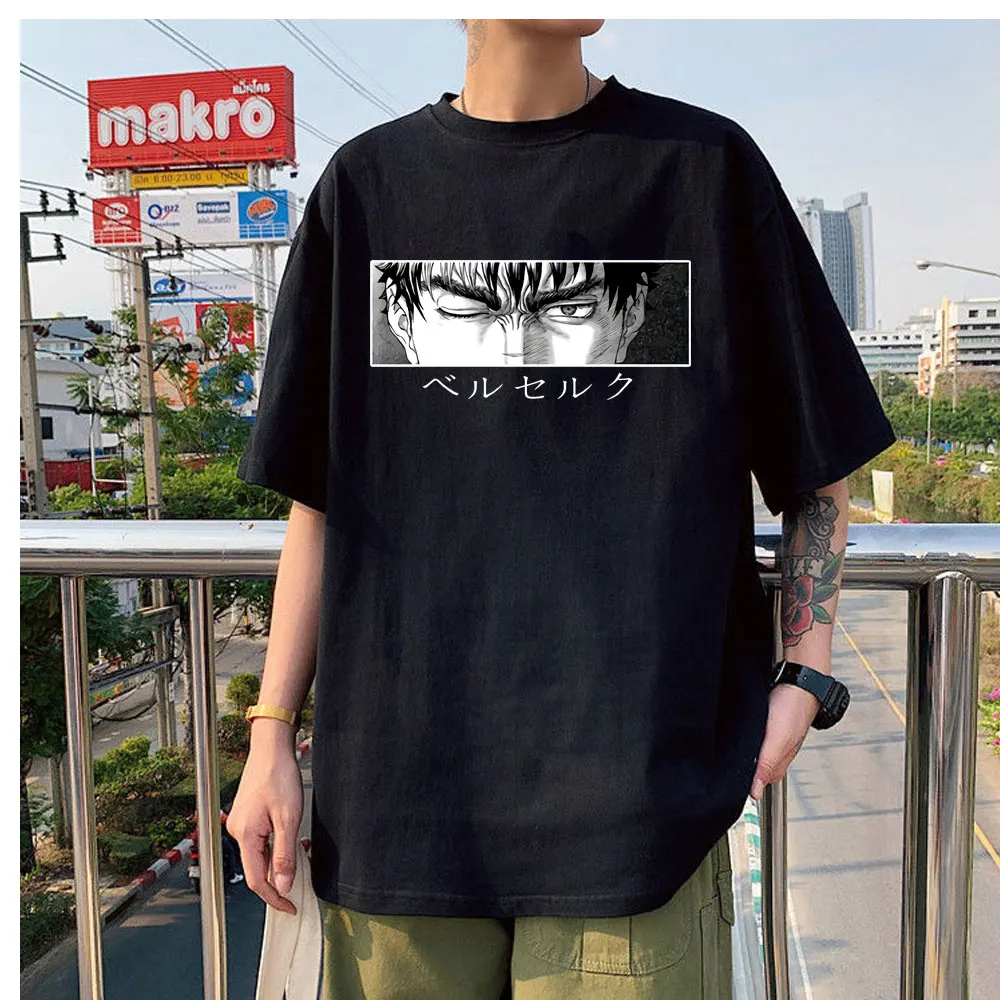 

100% Cotton Summer Popular Streetwear T-shirts Berserk Harajuku Cotton Cartoon Japan Anime Breathable Men Unisex Cool Manga