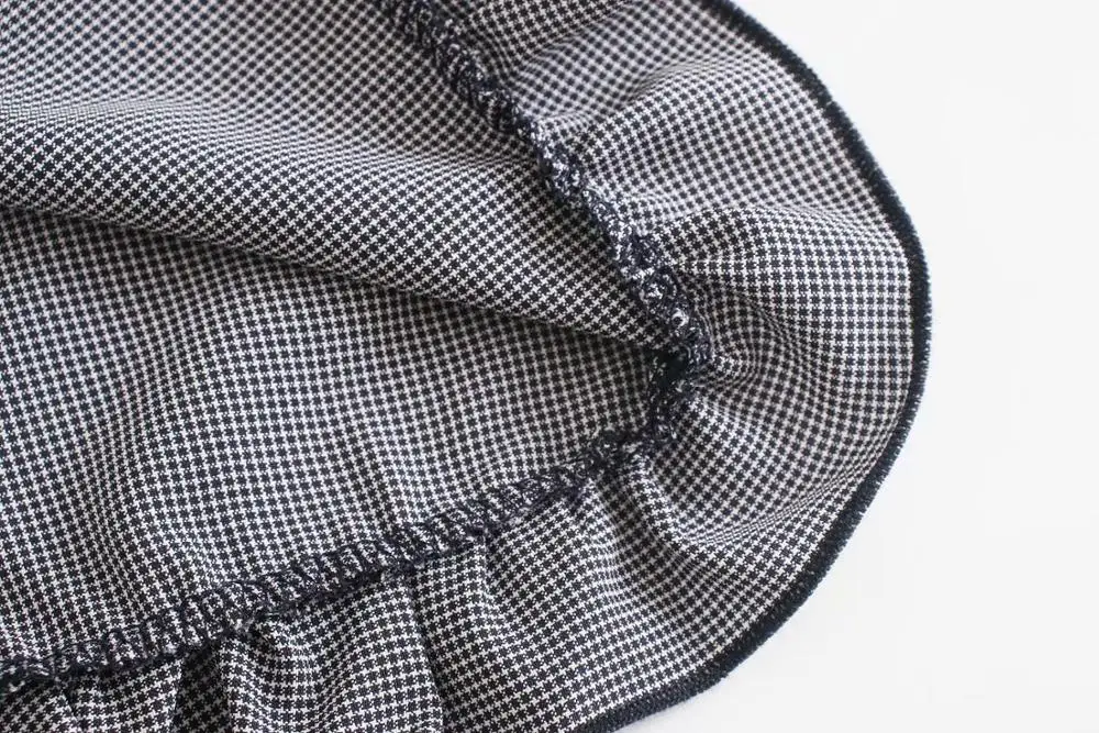 

2020 women vintage agaric lace turn down collar plaid mini dress female breasted hem ruffles dresses chic casual vestido DS3954