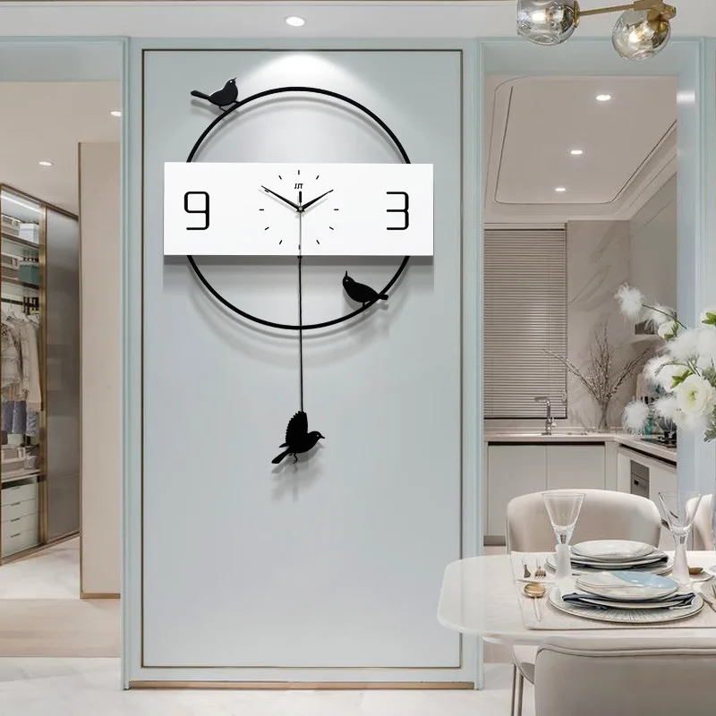 Птицы маятник немой кварцевые часы 3D железное дерево большие декоративные птица