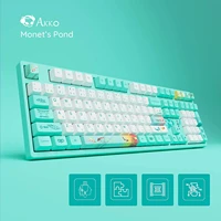 akko mechanical keyboard wired 3087 3098 3108ds monet pond programe game oem profile pbt dye sub keycap pink orange blue switch