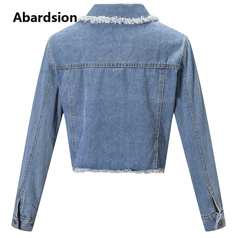 Abardsion/джинсовая куртка для женщин сезон осень зима Джинсовая Верхняя одежда